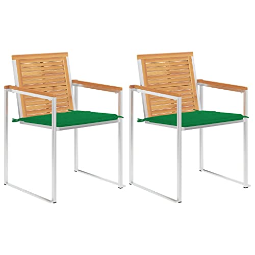 ZQQLVOO Gartenstühle mit Kissen 2 STK. Massivholz Teak und Stahl Gartenmöbelstühle Gartenmöbel for Garden Lawn ZQQLVOO Gartenstühle mit Kissen 2 STK. Massivholz Teak und Stahl Gartenmöbelstühle Gartenmöbel for Garden Lawn von ZQQLVOO