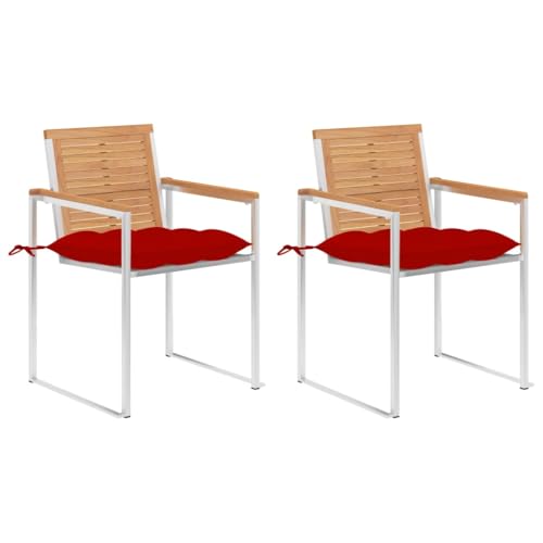 ZQQLVOO Gartenstühle mit Kissen 2 STK. Massivholz Teak und Stahl Gartenmöbelstühle Sitzmöglichkeiten im Freien for Garden Patio ZQQLVOO Gartenstühle mit Kissen 2 STK. Massivholz Teak und Stahl Gartenmöbelstühle Sitzmöglichkeiten im Freien for Garden Patio von ZQQLVOO