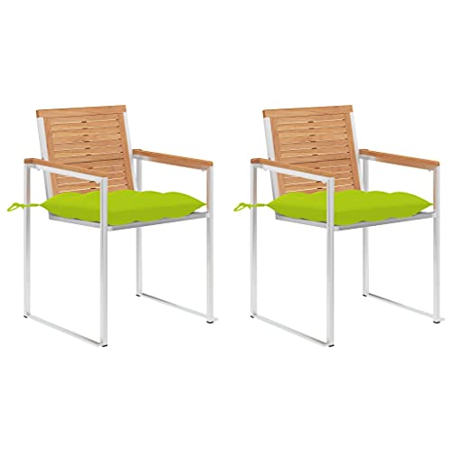 ZQQLVOO Gartenstühle mit Kissen 2 STK. Massivholz Teak und Stahl Gartenmöbelstühle Sitzmöglichkeiten im Freien for Lawn Outdoor ZQQLVOO Gartenstühle mit Kissen 2 STK. Massivholz Teak und Stahl Gartenmöbelstühle Sitzmöglichkeiten im Freien for Lawn Outdoor von ZQQLVOO