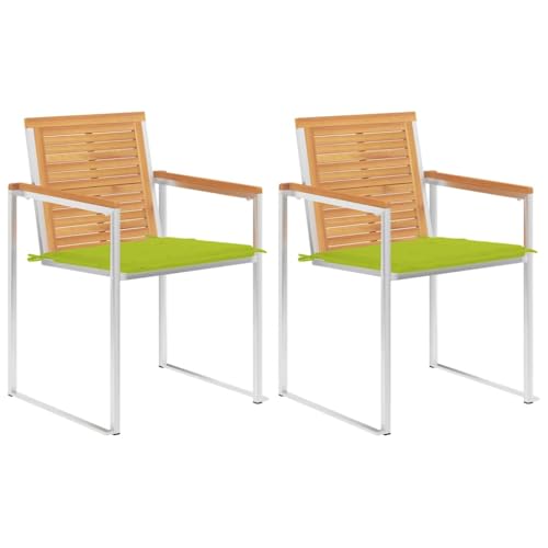 ZQQLVOO Gartenstühle mit Kissen 2 STK. Massivholz Teak und Stahl Sitzmöglichkeiten im Freien Sitzmöbel für den Garten for Deck Balcony ZQQLVOO Gartenstühle mit Kissen 2 STK. Massivholz Teak und Stahl Sitzmöglichkeiten im Freien Sitzmöbel für den Garten for Deck Balcony von ZQQLVOO