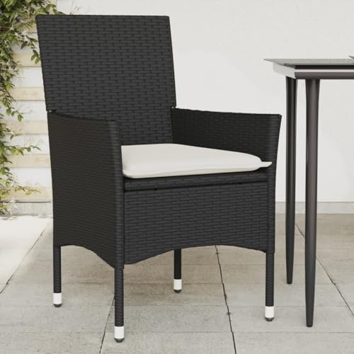 ZQQLVOO Gartenstühle mit Kissen 2 STK. Schwarz Poly Rattan Balkonstühle Balkonmöbel for Outdoor Lawn von ZQQLVOO