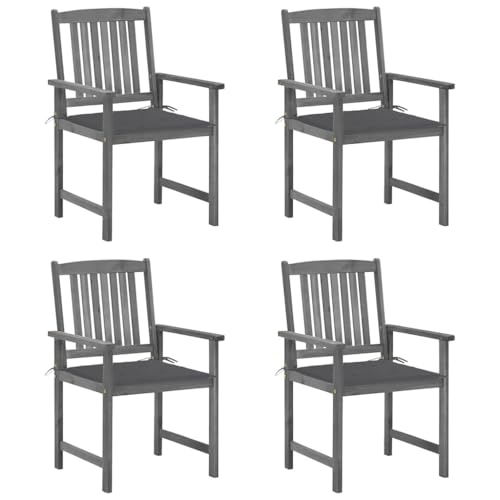 ZQQLVOO Gartenstühle mit Kissen 4 STK. Grau Massivholz Akazie Balkonstühle Outdoor-Stühle for Outdoor Balcony ZQQLVOO Gartenstühle mit Kissen 4 STK. Grau Massivholz Akazie Balkonstühle Outdoor-Stühle for Outdoor Balcony von ZQQLVOO