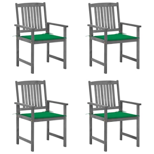 ZQQLVOO Gartenstühle mit Kissen 4 STK. Grau Massivholz Akazie Sitzmöbel für den Garten Gartenmöbel for Lawn Balcony ZQQLVOO Gartenstühle mit Kissen 4 STK. Grau Massivholz Akazie Sitzmöbel für den Garten Gartenmöbel for Lawn Balcony von ZQQLVOO