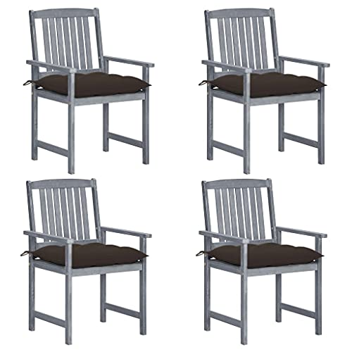 ZQQLVOO Gartenstühle mit Kissen 4 STK. Grau Massivholz Akazie Sitzmöglichkeiten im Freien Sitzgelegenheiten für den Garten for Balcony Patio ZQQLVOO Gartenstühle mit Kissen 4 STK. Grau Massivholz Akazie Sitzmöglichkeiten im Freien Sitzgelegenheiten für den Garten for Balcony Patio von ZQQLVOO
