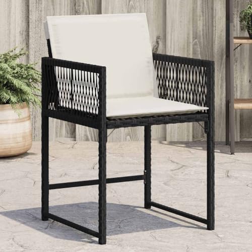 ZQQLVOO Gartenstühle mit Kissen 4 STK. Schwarz Poly Rattan Terrassenmöbel Gartenbestuhlung for Garden Balcony von ZQQLVOO