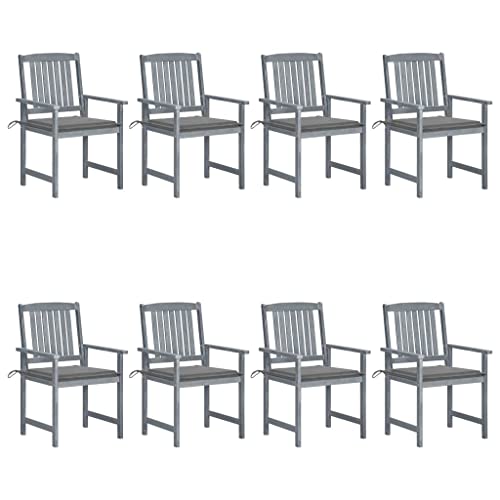 ZQQLVOO Gartenstühle mit Kissen 8 STK. Massivholz Akazie Grau Balkonmöbel Outdoor-Stühle for Garden Lawn von ZQQLVOO