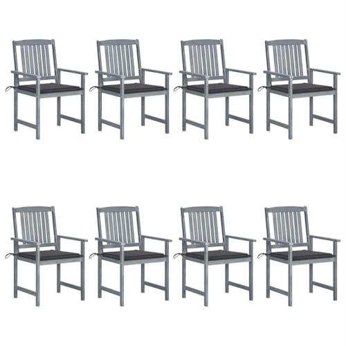 ZQQLVOO Gartenstühle mit Kissen 8 STK. Massivholz Akazie Grau Outdoor-Stühle Gartenmöbel for Lawn Garden ZQQLVOO Gartenstühle mit Kissen 8 STK. Massivholz Akazie Grau Outdoor-Stühle Gartenmöbel for Lawn Garden von ZQQLVOO