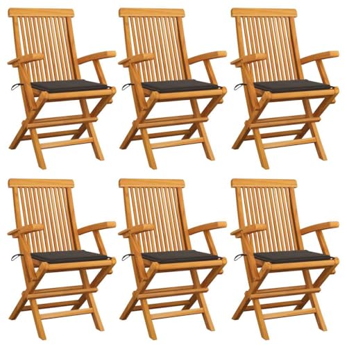 ZQQLVOO Gartenstühle mit Taupe Kissen 6 STK. Massivholz Teak Sitzgelegenheiten für den Garten Gartenmöbel for Patio Deck ZQQLVOO Gartenstühle mit Taupe Kissen 6 STK. Massivholz Teak Sitzgelegenheiten für den Garten Gartenmöbel for Patio Deck von ZQQLVOO