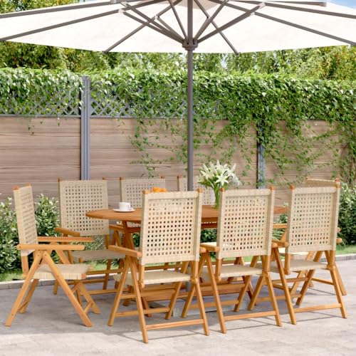 ZQQLVOO Gartenstuhl Verstellbar 8 STK. Beige Poly Rattan Massivholz Balkonmöbel Gartenmöbelstühle for Deck Outdoor von ZQQLVOO