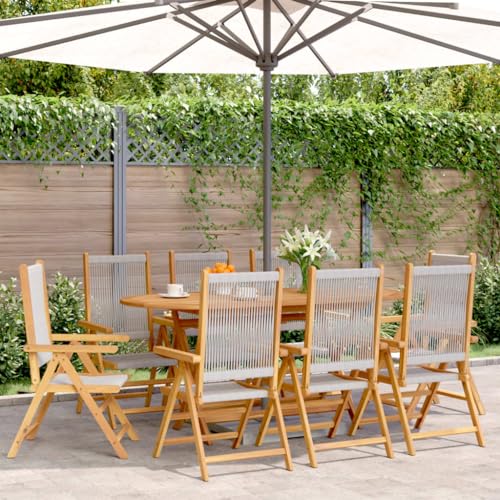 ZQQLVOO Gartenstuhl Verstellbar 8 STK. Grau Massivholz Akazie Terrassenmöbel Gartenbestuhlung for Garden Lawn von ZQQLVOO