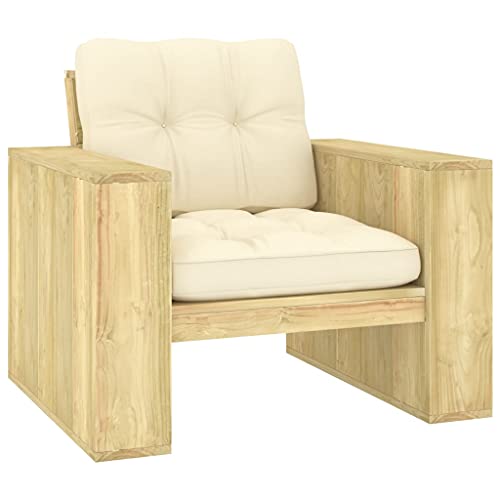 ZQQLVOO Gartenstuhl mit Creme Kissen Imprägniertes Kiefernholz Sitzmöglichkeiten im Freien Outdoor-Stühle for Balcony Deck ZQQLVOO Gartenstuhl mit Creme Kissen Imprägniertes Kiefernholz Sitzmöglichkeiten im Freien Outdoor-Stühle for Balcony Deck von ZQQLVOO
