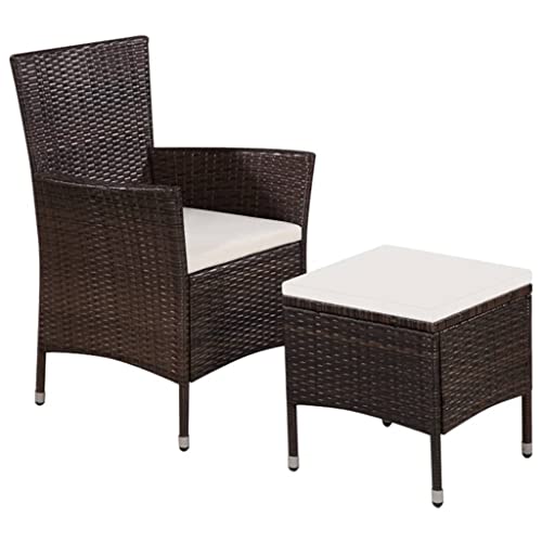 ZQQLVOO Gartenstuhl und Hocker mit Polstern Poly Rattan Braun Sitzmöbel für den Garten Sitzgelegenheiten für den Garten for Patio Lawn ZQQLVOO Gartenstuhl und Hocker mit Polstern Poly Rattan Braun Sitzmöbel für den Garten Sitzgelegenheiten für den Garten for Patio Lawn von ZQQLVOO