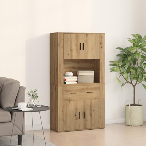 ZQQLVOO Highboard Artisan Eiche Schrank kommoden for Schlafzimmer Wohnzimmer 80x33x150 cm Holzwerkstoff von ZQQLVOO