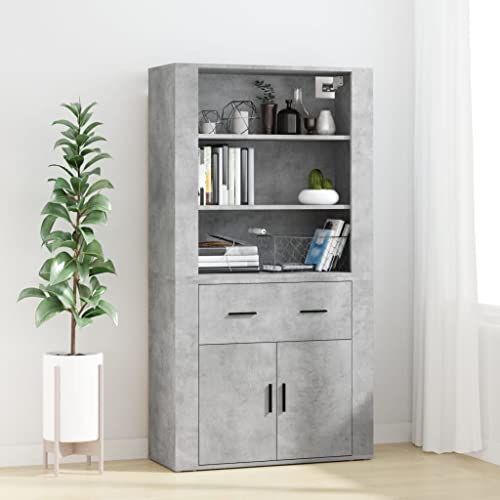 ZQQLVOO Highboard Betongrau Holzwerkstoff flurschrank gartenschrank for Innenraum Schlafzimmer von ZQQLVOO