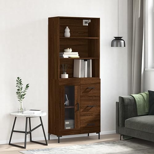 ZQQLVOO Highboard Braun Eichen-Optik kleiderschrank Schrank for Büro Schlafzimmer 69,5x34x180 cm Holzwerkstoff von ZQQLVOO
