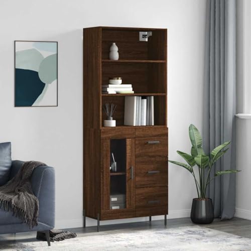ZQQLVOO Highboard Braun Eichen-Optik kleiderschrank kommoden for Innenraum Wohnzimmer 69,5x34x180 cm Holzwerkstoff von ZQQLVOO