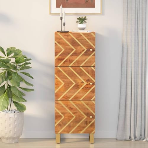 ZQQLVOO Highboard Braun und Schwarz gartenschrank gartenschrank for Innenraum Büro 40x33,5x110 cm Massivholz Mango von ZQQLVOO