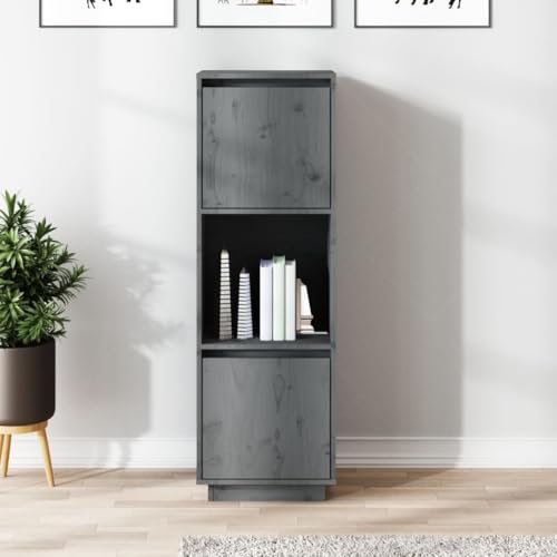 ZQQLVOO Highboard Grau kommoden gartenschrank for Innenraum Wohnzimmer 38x35x117 cm Massivholz Kiefer von ZQQLVOO