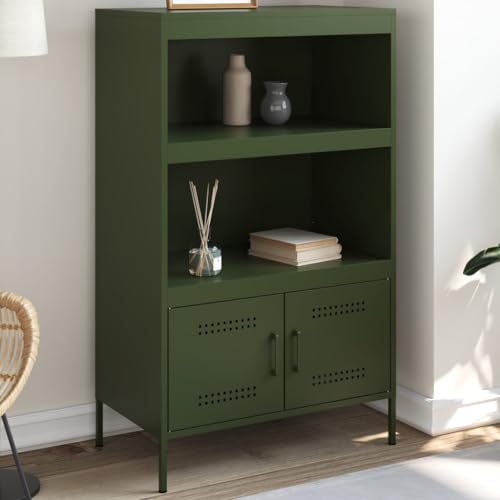 ZQQLVOO Highboard Olivgrün Schrank kommoden for Wohnzimmer Schlafzimmer 68x39x113 cm Stahl von ZQQLVOO