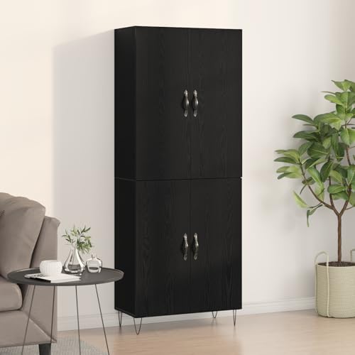 ZQQLVOO Highboard Schwarz Eiche kleiderschrank flurschrank for Büro Innenraum 69,5x34x180 cm Holzwerkstoff von ZQQLVOO