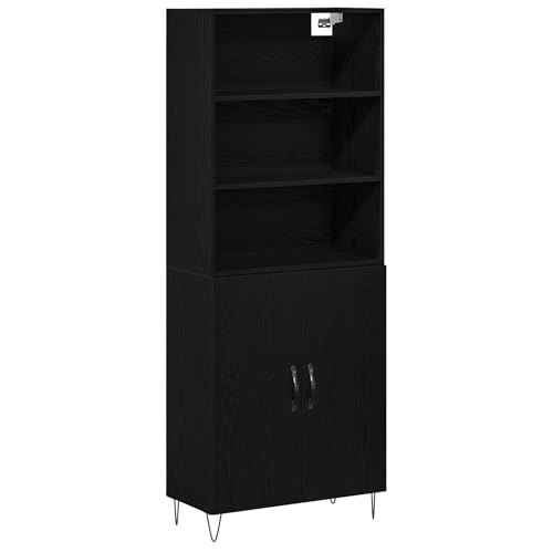ZQQLVOO Highboard Schwarz Eiche kommoden flurschrank for Schlafzimmer Innenraum 69,5x34x180 cm Hergestelltes Holz von ZQQLVOO