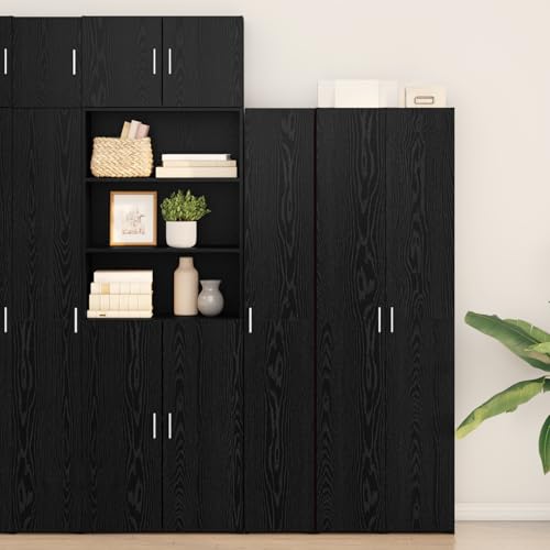 ZQQLVOO Highboard Schwarz Eiche sideboards kleiderschrank for Wohnzimmer Büro 30x42,5x185 cm Holzwerkstoff von ZQQLVOO