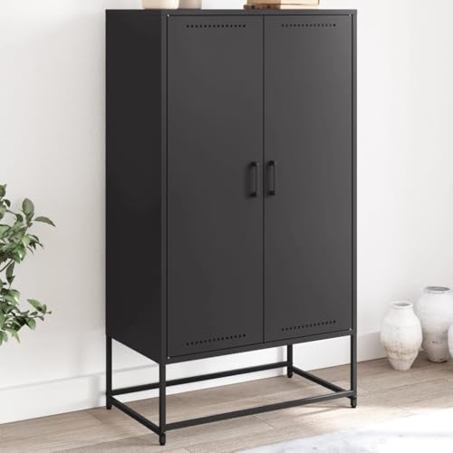 ZQQLVOO Highboard Schwarz gartenschrank flurschrank for Büro Innenraum 68,5x38,5x123,5 cm Stahl von ZQQLVOO