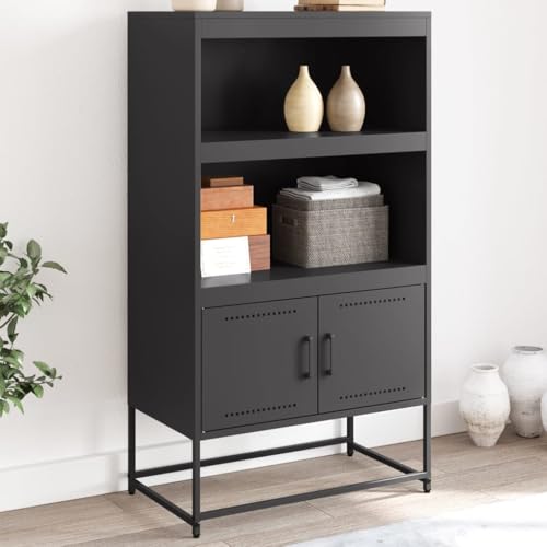 ZQQLVOO Highboard Schwarz sideboards kleiderschrank for Innenraum Wohnzimmer 68,5x38,5x123,5 cm Stahl von ZQQLVOO