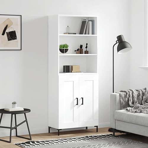 ZQQLVOO Highboard Weiß gartenschrank sideboards for Büro Wohnzimmer 69,5x34x180 cm Holzwerkstoff von ZQQLVOO