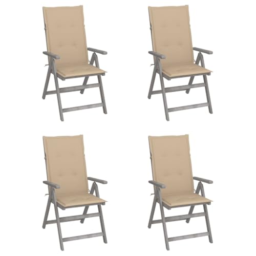 ZQQLVOO Hochlehner Verstellbar 4 STK. mit Auflagen Massivholz Akazie Balkonstühle Gartenmöbel for Patio Balcony ZQQLVOO Hochlehner Verstellbar 4 STK. mit Auflagen Massivholz Akazie Balkonstühle Gartenmöbel for Patio Balcony von ZQQLVOO