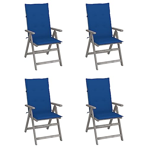 ZQQLVOO Hochlehner Verstellbar 4 STK. mit Auflagen Massivholz Akazie Sitzmöbel für den Garten Balkonmöbel for Patio Lawn von ZQQLVOO