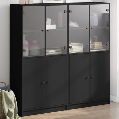 ZQQLVOO Holzwerkstoff Bücherregal mit Türen und Stauraum für Bücher, Zeitschriften und Deko - Stabiles Regal mit Wandhalterung, Feuchtigkeitsbeständig und Langlebig von ZQQLVOO