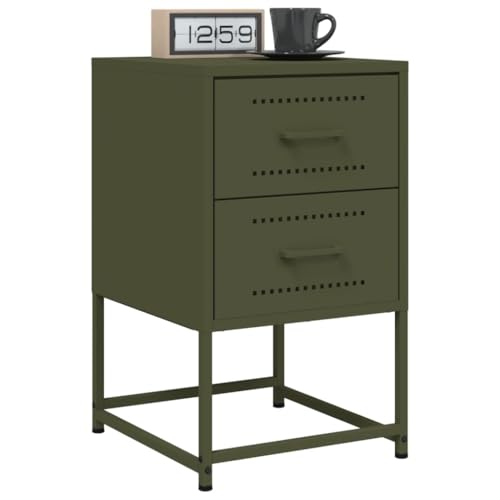 ZQQLVOO Industrieller Nachttisch mit Schublade, Stahl Beistelltisch für Schlafzimmer und Wohnzimmer, robuster Nachttisch mit Stauraum, feuchtigkeitsbeständig und von ZQQLVOO