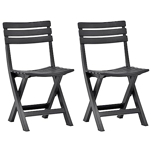ZQQLVOO Klappbare Gartenstühle 2 STK. Kunststoff Anthrazit Sitzgelegenheiten für den Garten Sitzmöbel für den Garten for Outdoor Deck von ZQQLVOO