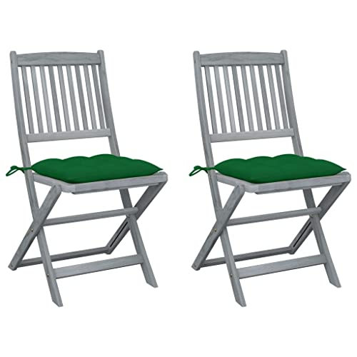ZQQLVOO Klappbare Gartenstühle 2 STK. mit Kissen Massivholz Akazie Sitzgelegenheiten für den Garten Sitzmöglichkeiten im Freien for Balcony Garden von ZQQLVOO