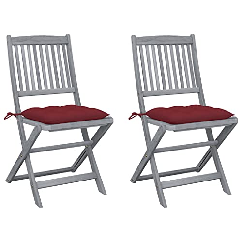 ZQQLVOO Klappbare Gartenstühle 2 STK. mit Kissen Massivholz Akazie Sitzmöbel für den Garten Outdoor-Stühle for Deck Lawn von ZQQLVOO