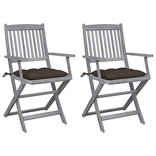 ZQQLVOO Klappbare Gartenstühle 2 STK. mit Kissen Massivholz Akazie Sitzmöglichkeiten im Freien Gartenmöbel for Patio Outdoor ZQQLVOO Klappbare Gartenstühle 2 STK. mit Kissen Massivholz Akazie Sitzmöglichkeiten im Freien Gartenmöbel for Patio Outdoor von ZQQLVOO