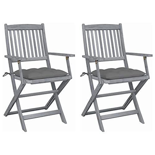 ZQQLVOO Klappbare Gartenstühle 2 STK. mit Kissen Massivholz Akazie Sitzmöglichkeiten im Freien Sitzmöbel für den Garten for Deck Lawn ZQQLVOO Klappbare Gartenstühle 2 STK. mit Kissen Massivholz Akazie Sitzmöglichkeiten im Freien Sitzmöbel für den Garten for Deck Lawn von ZQQLVOO