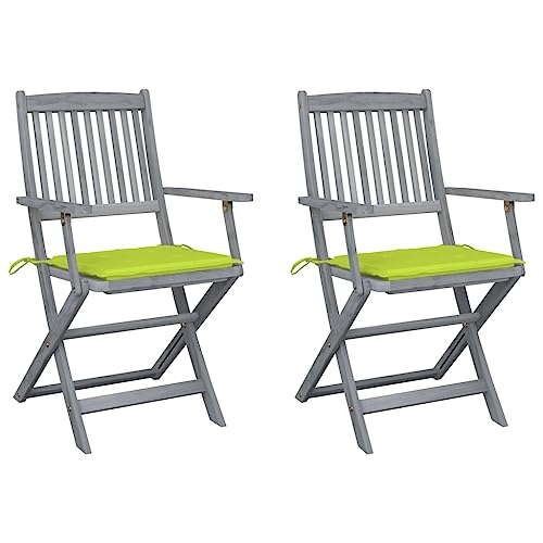 ZQQLVOO Klappbare Gartenstühle 2 STK. mit Sitzkissen Massivholz Akazie Gartenmöbelstühle Sitzmöglichkeiten im Freien for Patio Deck von ZQQLVOO