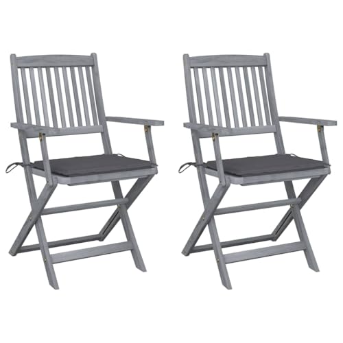 ZQQLVOO Klappbare Gartenstühle 2 STK. mit Sitzkissen Massivholz Akazie Sitzmöglichkeiten im Freien Gartenmöbel for Outdoor Garden ZQQLVOO Klappbare Gartenstühle 2 STK. mit Sitzkissen Massivholz Akazie Sitzmöglichkeiten im Freien Gartenmöbel for Outdoor Garden von ZQQLVOO