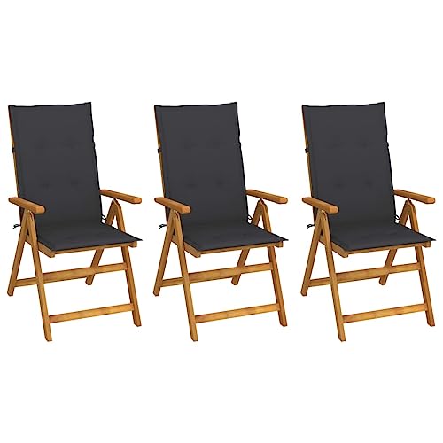 ZQQLVOO Klappbare Gartenstühle 3 STK. mit Auflagen Massivholz Akazie Sitzmöbel für den Garten Balkonstühle for Garden Patio ZQQLVOO Klappbare Gartenstühle 3 STK. mit Auflagen Massivholz Akazie Sitzmöbel für den Garten Balkonstühle for Garden Patio von ZQQLVOO