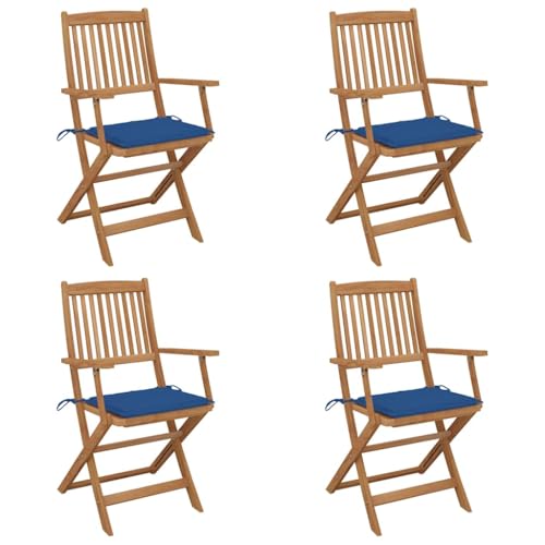 ZQQLVOO Klappbare Gartenstühle 4 STK. mit Kissen Massivholz Akazie Balkonstühle Gartenmöbel for Patio Outdoor ZQQLVOO Klappbare Gartenstühle 4 STK. mit Kissen Massivholz Akazie Balkonstühle Gartenmöbel for Patio Outdoor von ZQQLVOO