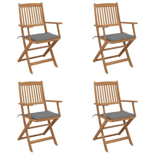 ZQQLVOO Klappbare Gartenstühle 4 STK. mit Kissen Massivholz Akazie Gartenbestuhlung Gartenmöbelstühle for Outdoor Lawn ZQQLVOO Klappbare Gartenstühle 4 STK. mit Kissen Massivholz Akazie Gartenbestuhlung Gartenmöbelstühle for Outdoor Lawn von ZQQLVOO