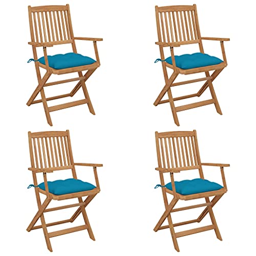 ZQQLVOO Klappbare Gartenstühle 4 STK. mit Kissen Massivholz Akazie Gartenmöbel Sitzmöglichkeiten im Freien for Garden Balcony ZQQLVOO Klappbare Gartenstühle 4 STK. mit Kissen Massivholz Akazie Gartenmöbel Sitzmöglichkeiten im Freien for Garden Balcony von ZQQLVOO
