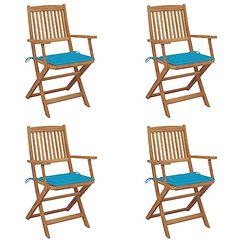 ZQQLVOO Klappbare Gartenstühle 4 STK. mit Kissen Massivholz Akazie Gartenmöbel Terrassenmöbel for Outdoor Garden von ZQQLVOO