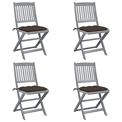 ZQQLVOO Klappbare Gartenstühle 4 STK. mit Kissen Massivholz Akazie Sitzmöbel für den Garten Sitzgelegenheiten für den Garten for Patio Garden von ZQQLVOO