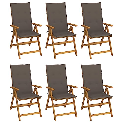 ZQQLVOO Klappbare Gartenstühle 6 STK. mit Auflagen Massivholz Akazie Terrassenmöbel Outdoor-Stühle for Deck Garden von ZQQLVOO