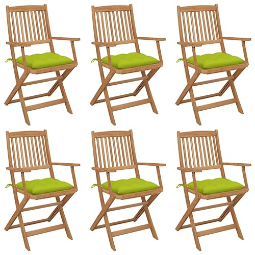 ZQQLVOO Klappbare Gartenstühle 6 STK. mit Kissen Massivholz Akazie Gartenmöbel Sitzmöglichkeiten im Freien for Outdoor Deck von ZQQLVOO