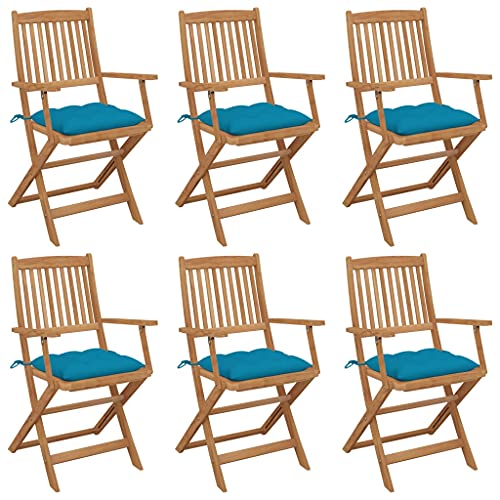 ZQQLVOO Klappbare Gartenstühle 6 STK. mit Kissen Massivholz Akazie Sitzmöglichkeiten im Freien Balkonmöbel for Lawn Patio von ZQQLVOO