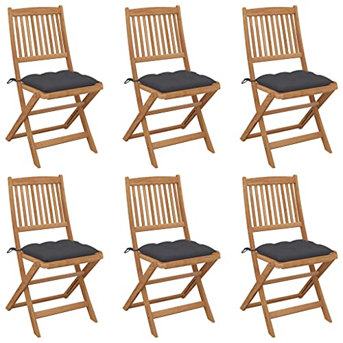 ZQQLVOO Klappbare Gartenstühle 6 STK. mit Kissen Massivholz Akazie Terrassenmöbel Outdoor-Stühle for Balcony Deck ZQQLVOO Klappbare Gartenstühle 6 STK. mit Kissen Massivholz Akazie Terrassenmöbel Outdoor-Stühle for Balcony Deck von ZQQLVOO